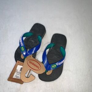 Havaianas alpagata black‎ green Brazil Childs 9C new with tags